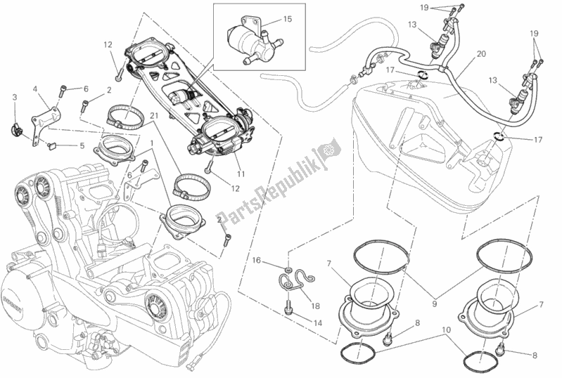 Todas as partes de Corpo Do Acelerador do Ducati Streetfighter 848 USA 2013